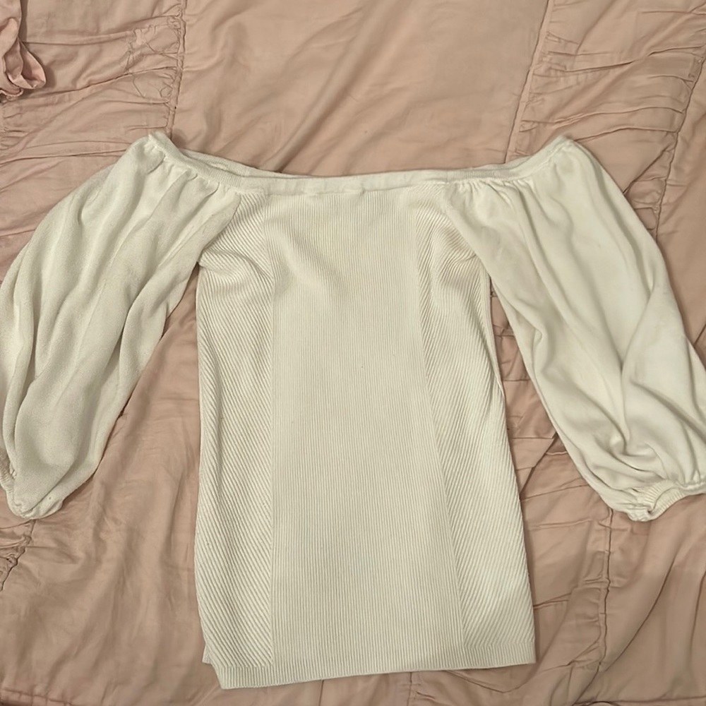 Puffy sleeve white tank top, XS / S, Express